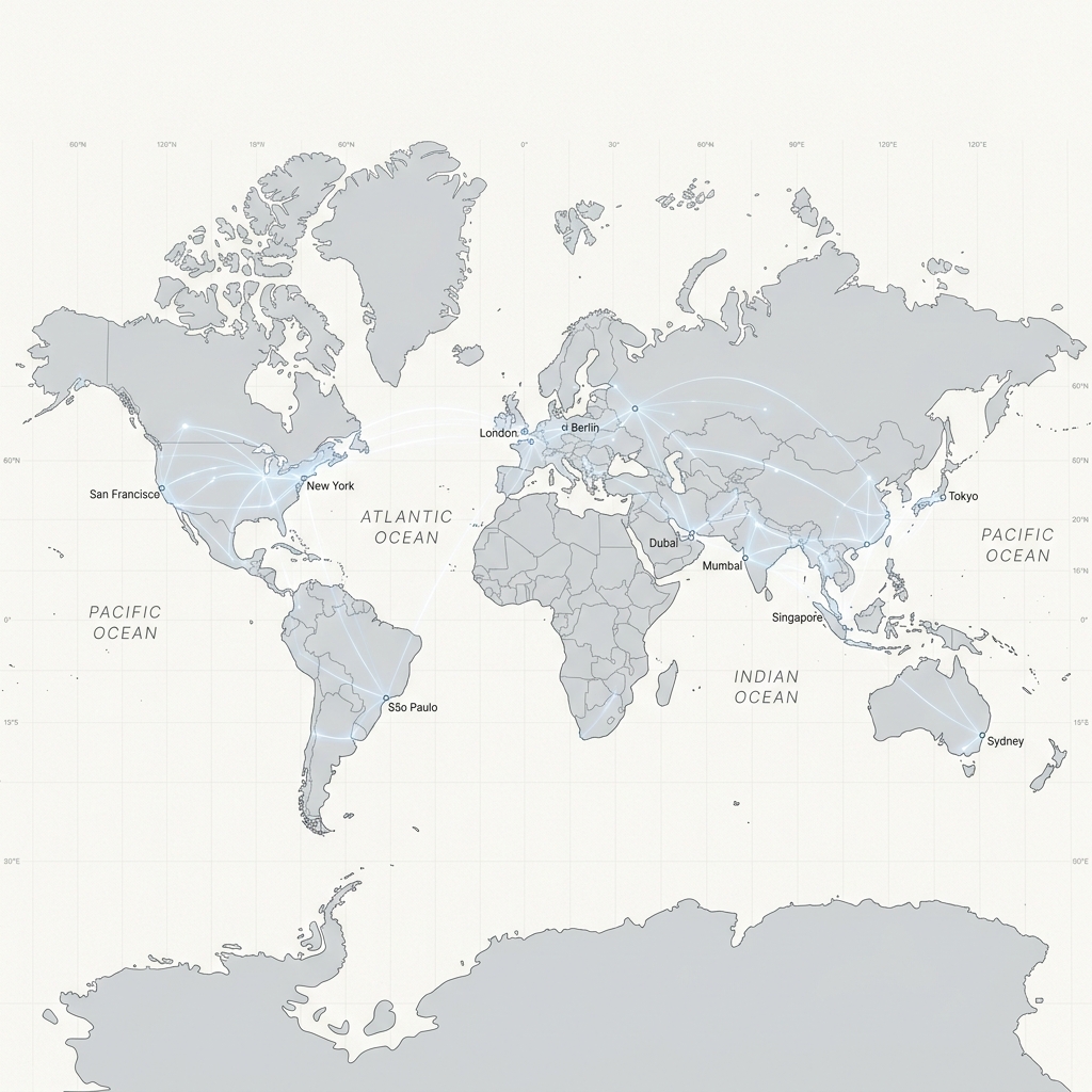 Global Reach Map showing GCC and Asia Expansion